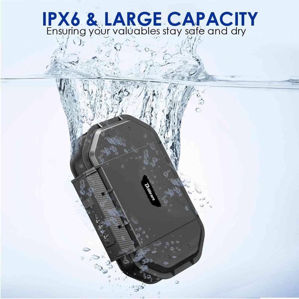 Waterproof Lock Box Portable 4-Digit Combination Safe Boxes with Removable Cable