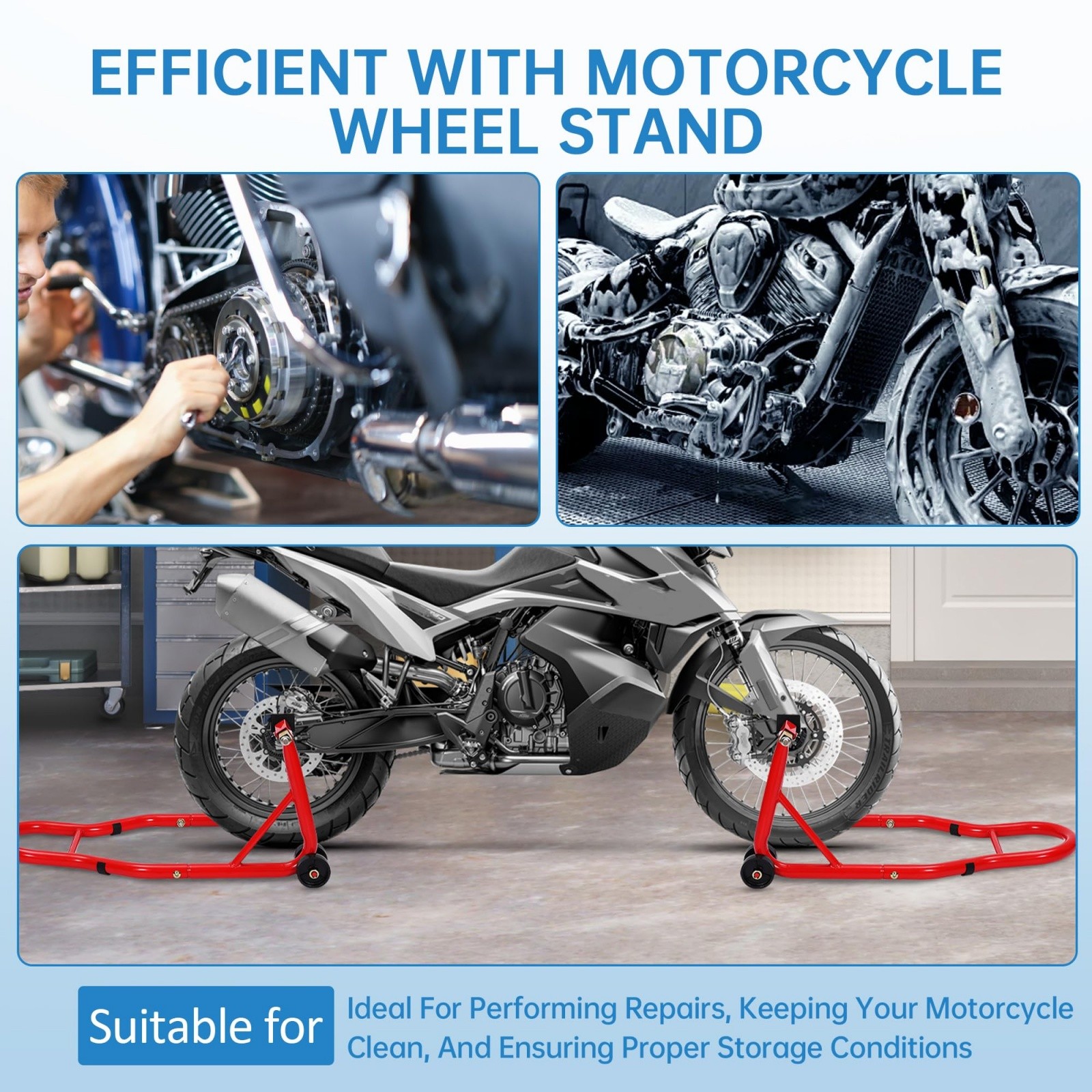 Motorcycle Stands Front and Rear 900 LB Heavy Duty Front & Rear Wheel Lift Combo