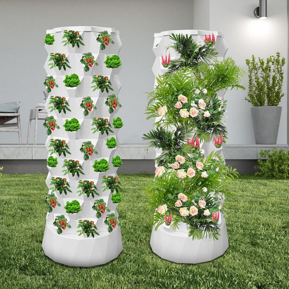 Vertical 80-Pots Hydroponics Tower Set Hydroponic Growing System Home Gardening