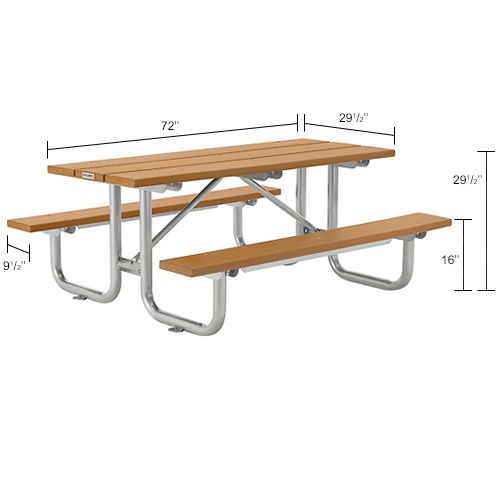 Global Industrial 6' Rectangular Outdoor Picnic Table Recycled Plastic with