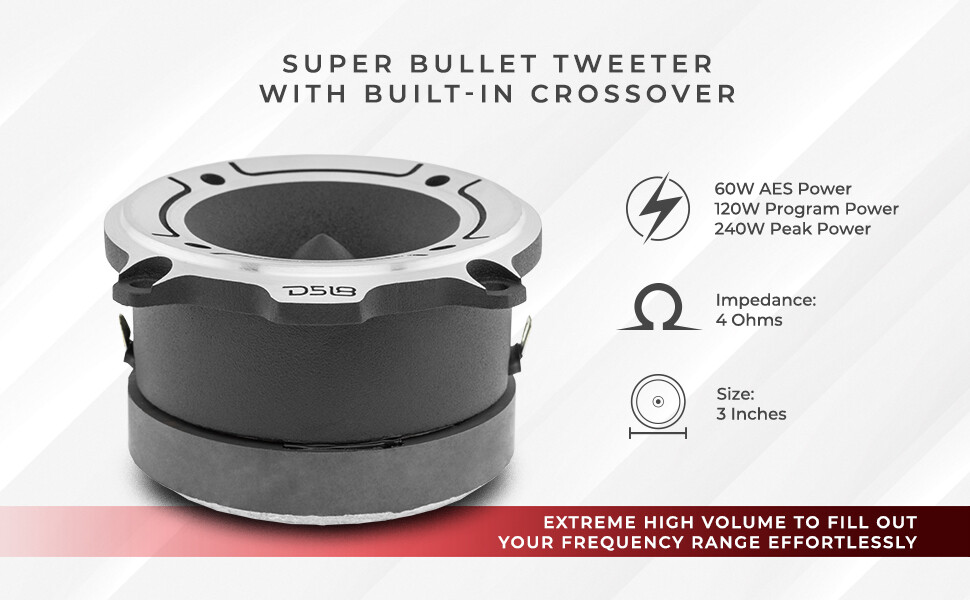 DS18 PRO-TW120 PAIR OF 1" PRO ALUMINUM SUPER BULLET TWEETER VC 240 WATTS