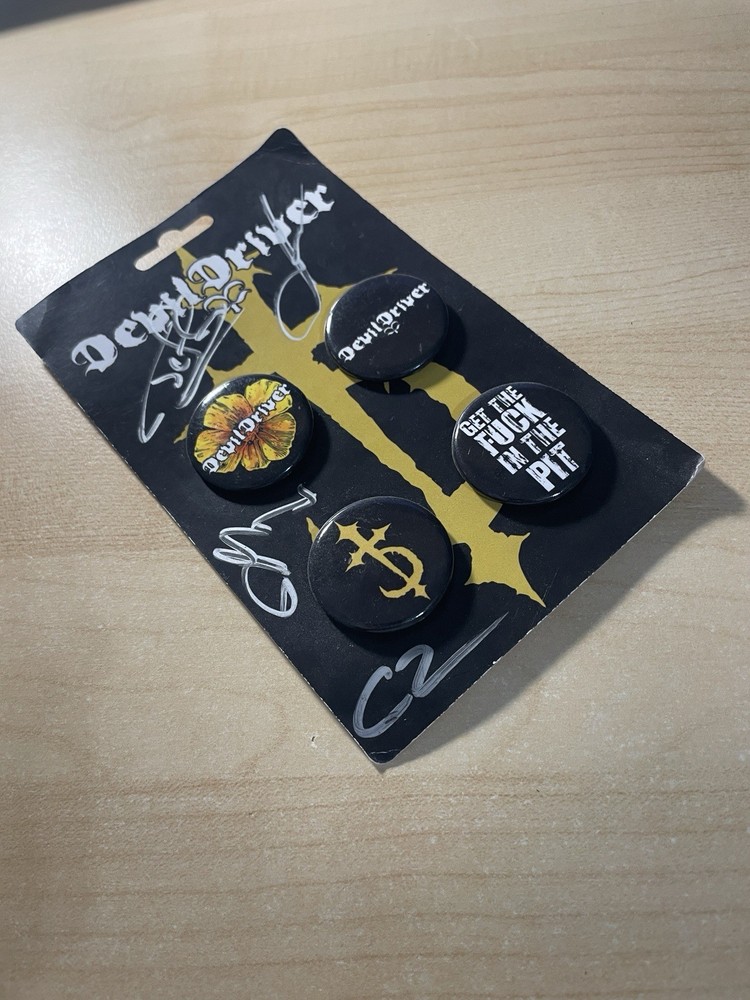 Devildriver Band Autograph - 4 Button Set