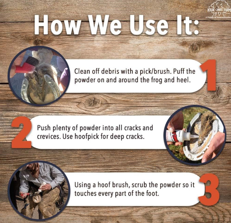 No Thrush Dry Powder Treatment for Horses by Four Oaks Farm Ventures - 2.5oz