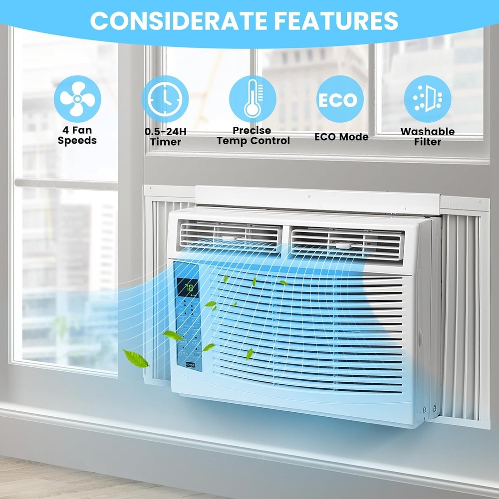 6000 BTU Window Air Conditioner AC Unit Fan Dehumidifier with Remote/App Control