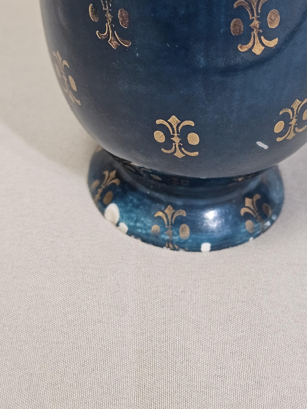 Vintage Victoria Austria Porcelain Vase Romantic Couple Blue Gold Art Nouveau