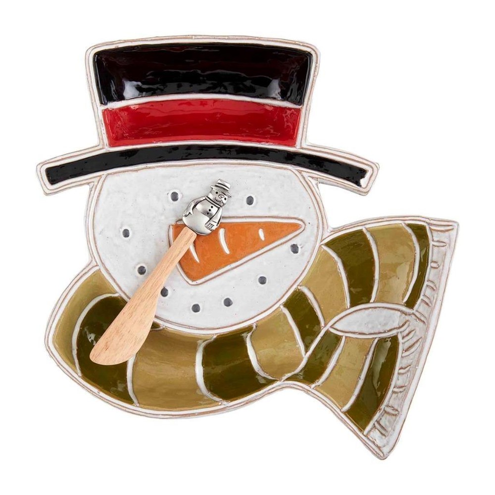 Mud Pie Home Winter Snowman Section Server Christmas Platter Spreader Set