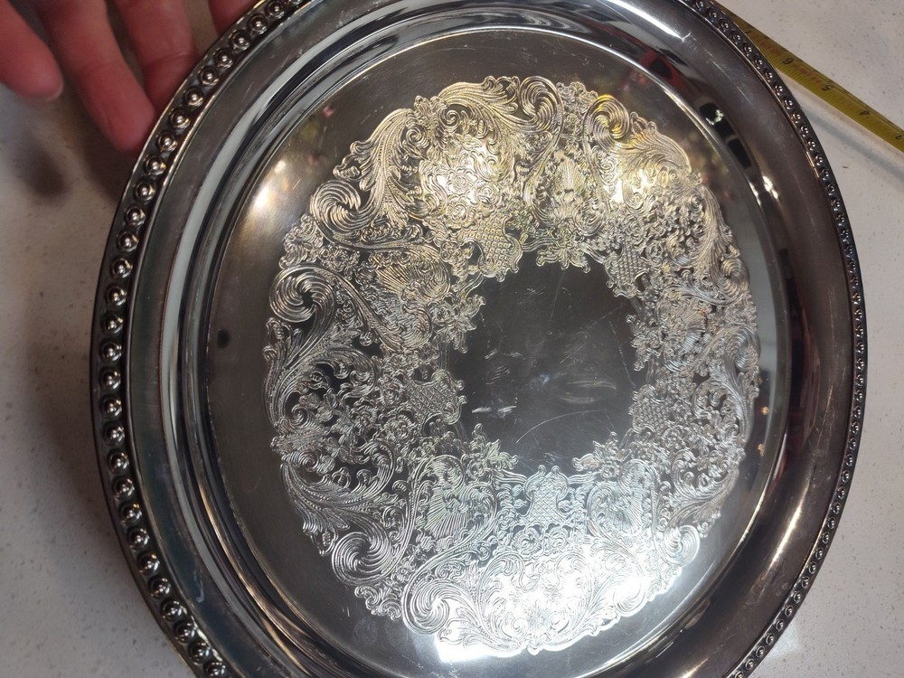 International Silver Co Silverplate Round 12" Serving Tray / Platter