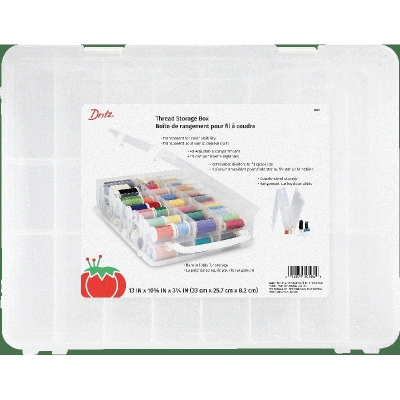 Double-Sided Thread Storage Box 48 Spools Transparent Durable Carrying Handle US
