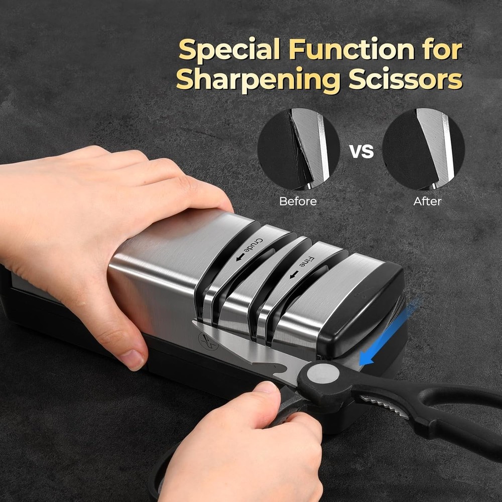 Professional Electric Knife Sharpener for Stainless & Ceramic Knives – Silver