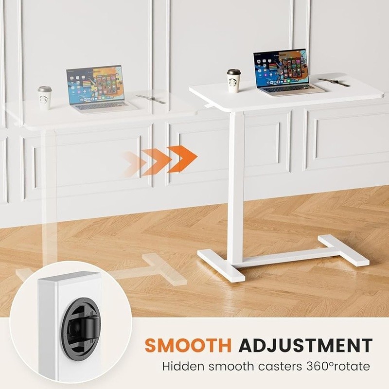 Adjustable Height Rolling Laptop Desk Portable Overbed Side Table Easy Assembly