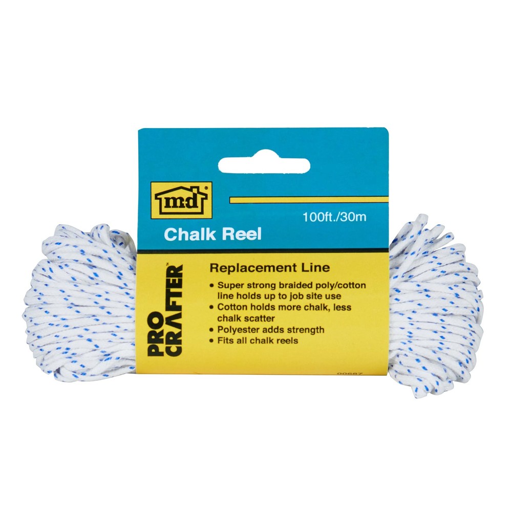 Chalk Line Replacement String 100ft Braided Poly Cotton for Chalk Reel