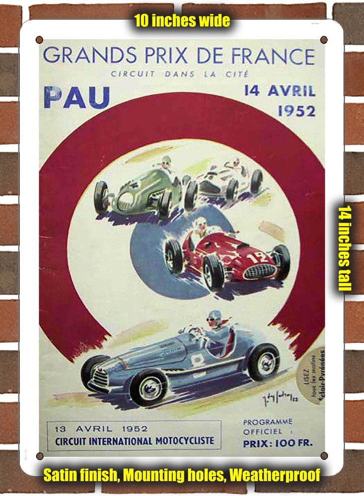 Metal Sign - 1952 Pau Racing Program - 10x14 inches