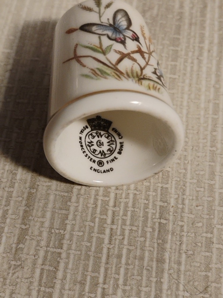 Royal Worcester Fine Bone China Thimble Butterflies