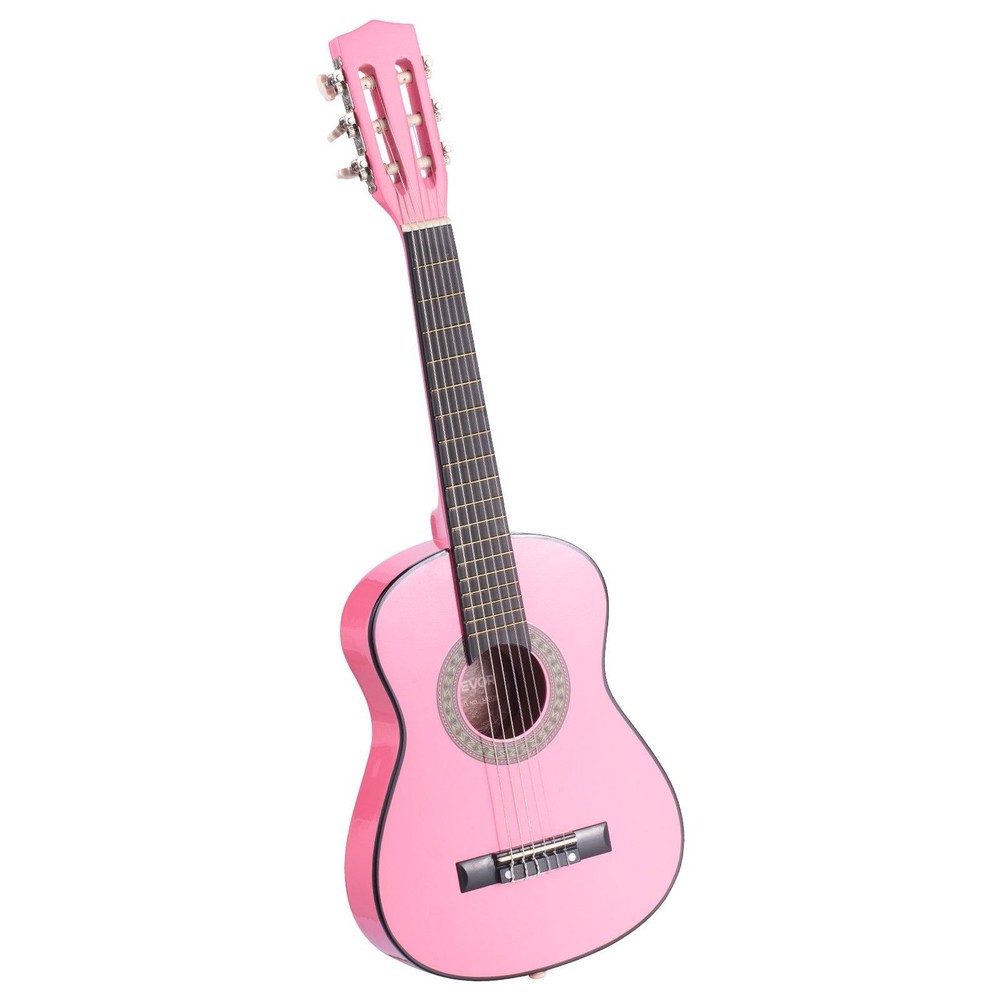 Pink 30in Classical Guitar Kit for Beginners: Nylon Strings, Tuner, Strap, Picks
