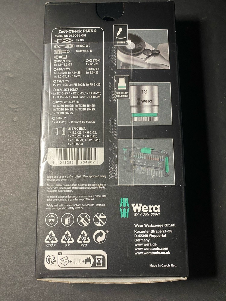 Wera Tool Check Plus 2 39pc Metric Small Portable Tool Set Bikes Motorcycle