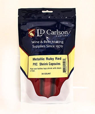LD Carlson Metallic Solid Ruby Red PVC Shrink Capsules (30 ct)