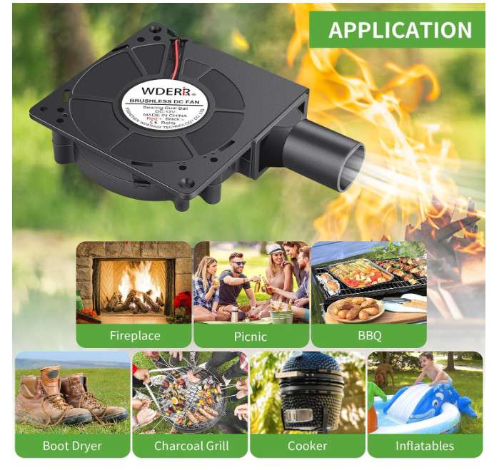 120Mm Small 12Volt Electric BBQ Blower Fan with Adjustable Controller for Squirr