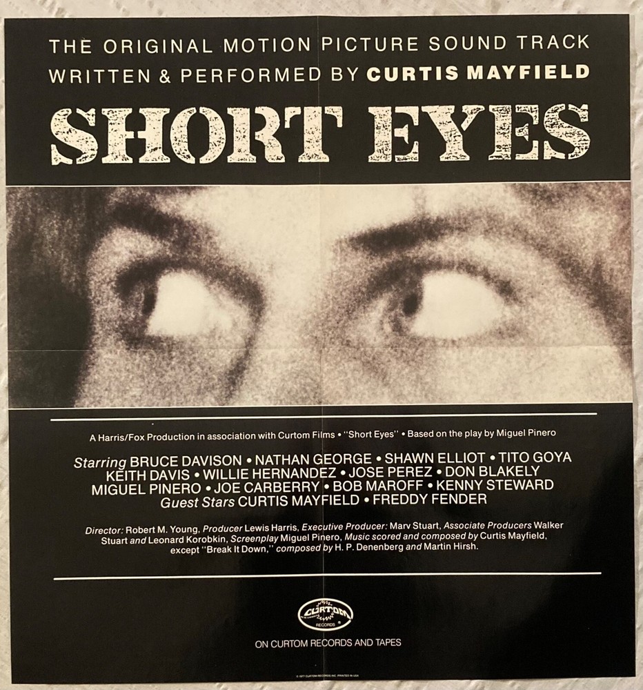 Short Eyes Soundtrack Curtis Mayfield 1977 Promo Poster I