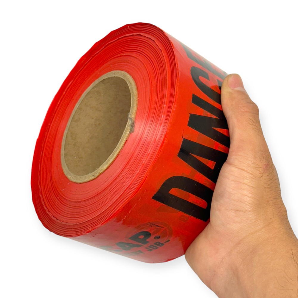 White Cap Plastic Danger Barricade Tape Red