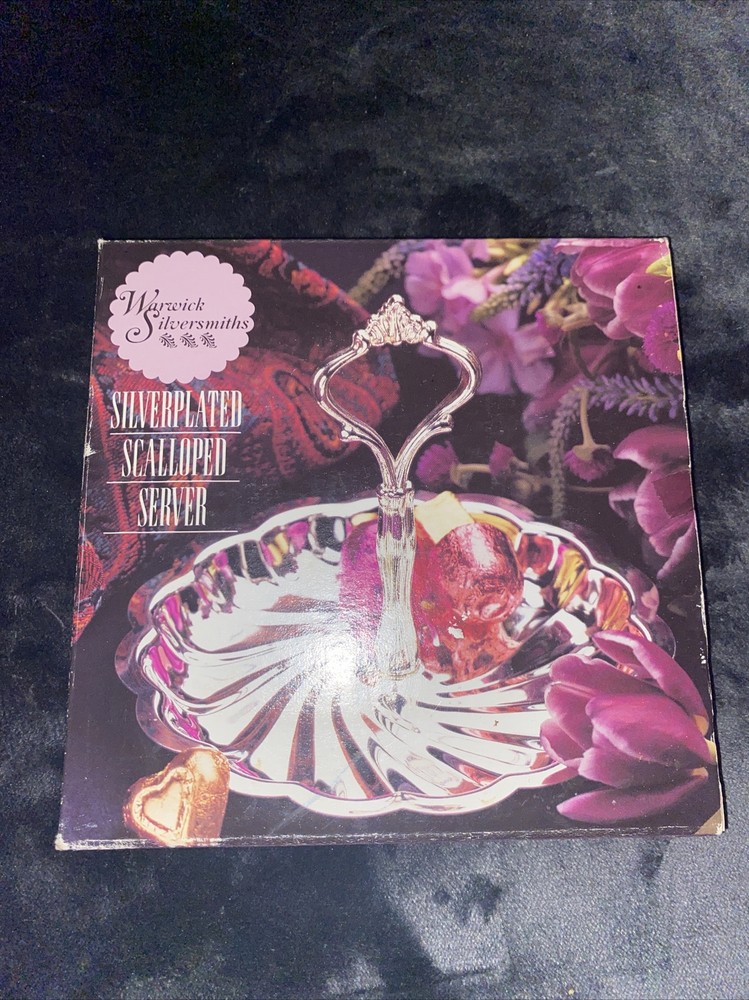 Vtg Warwick Silversmiths Silver Plated Scalloped Server