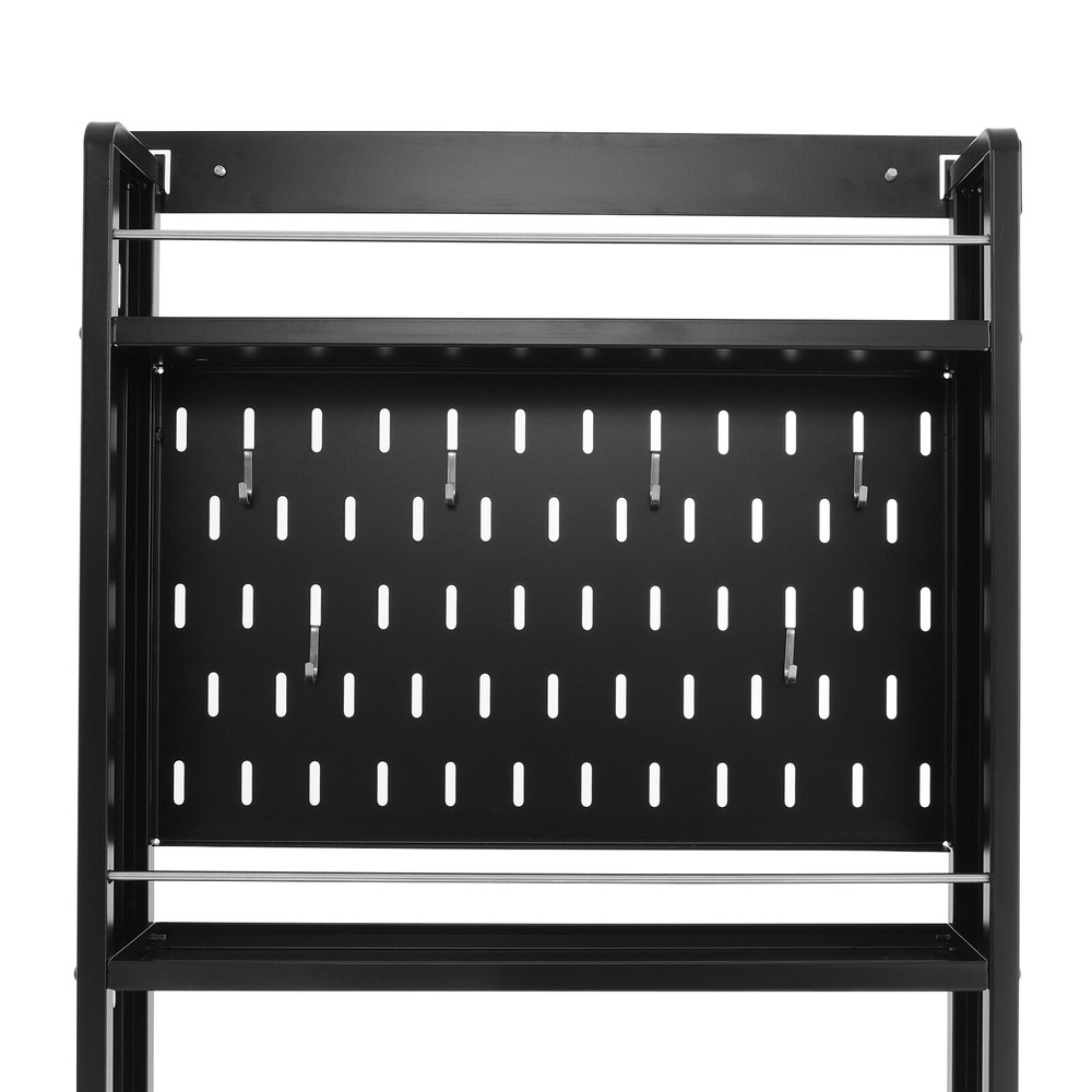 3-Tier Wall-Mounted Storage Rack with 6 Hooks for Kitchen & Home Use