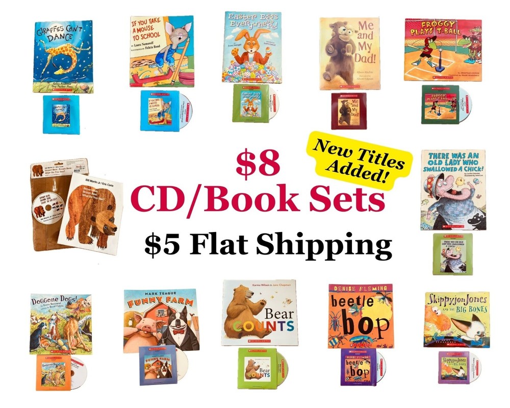 $8 Scholastic Kids Book and Audio CD Sets + $5 SHIP MAX  BUNDLE AND SAVE!