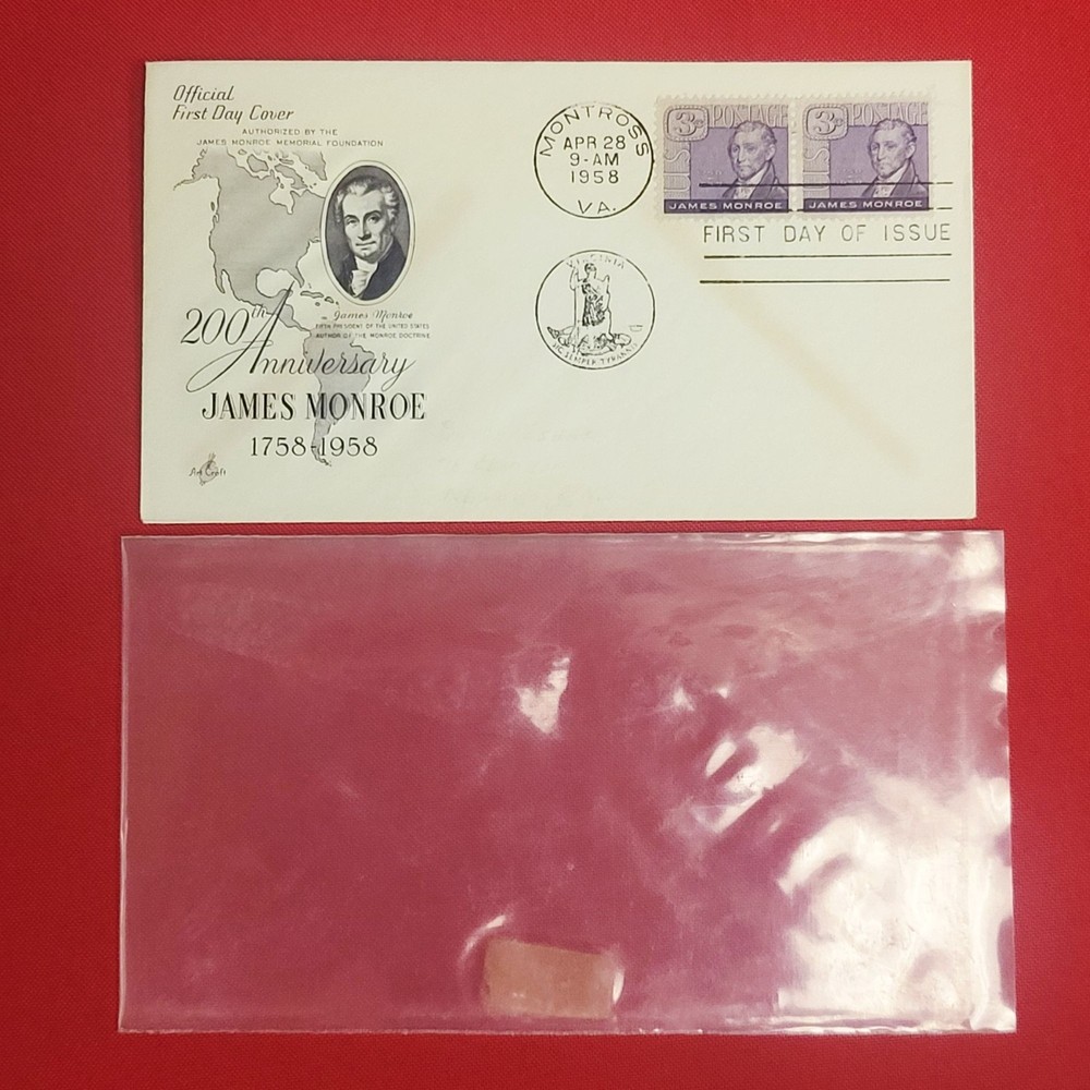 First Day of Issue James Munroe Stamp Cache Envelope