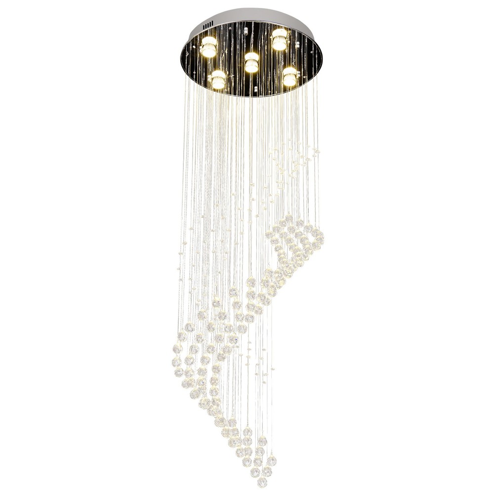 Modern Rectangular Crystal Chandelier LED Pendant Lighting Chrome Ceiling Light