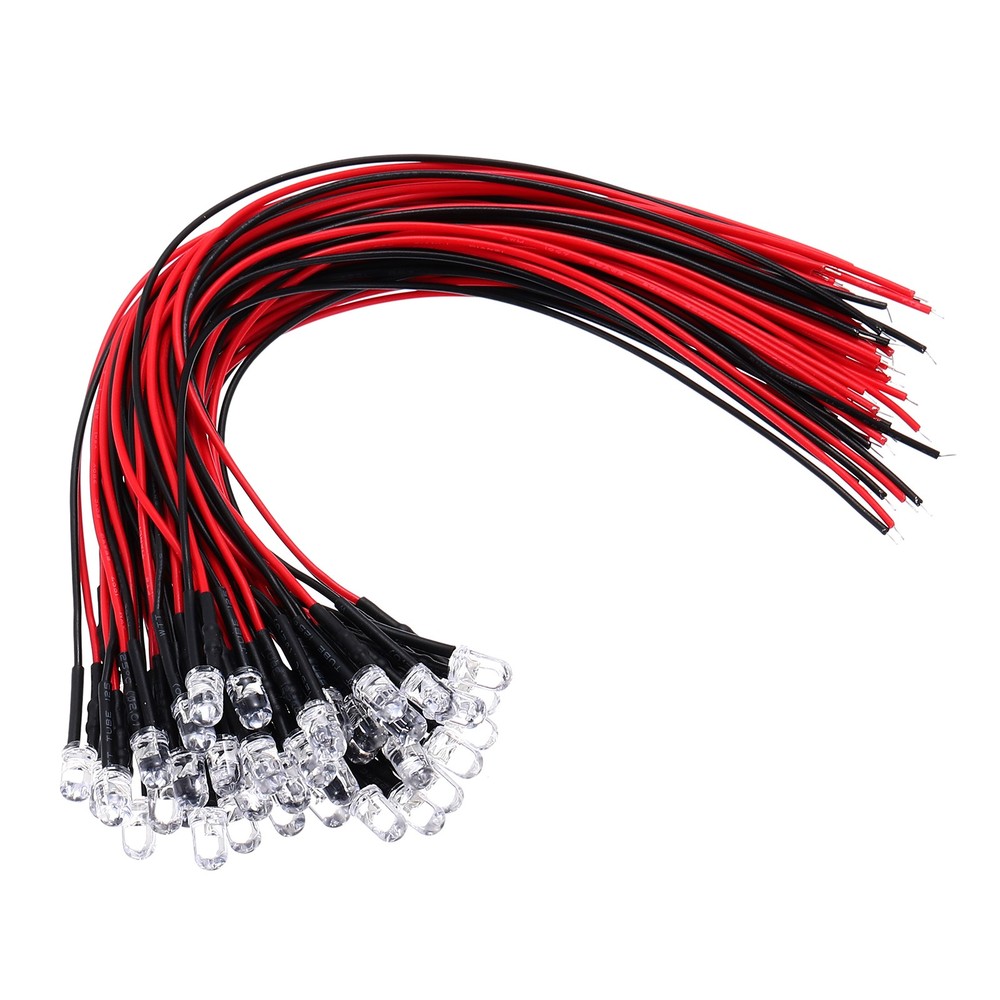 5mm LED Diode Light, 40 Pcs 3V DC, Cold White Light