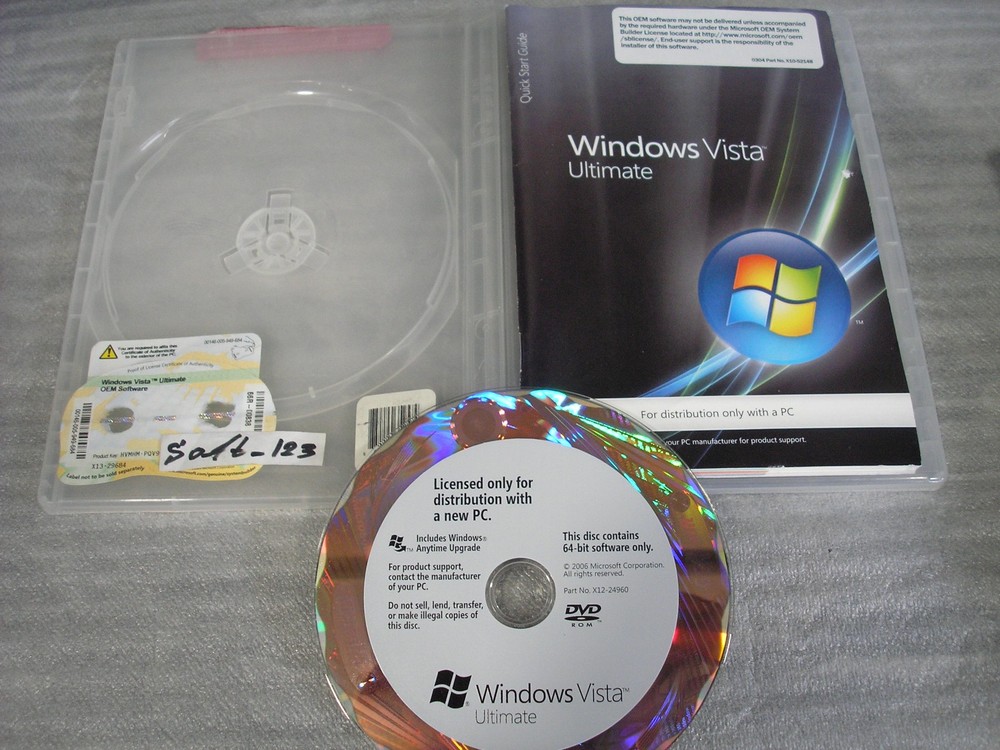 Microsoft Windows Vista Ultimate Full OEM 64 Bit Version x64 DVD MS WIN