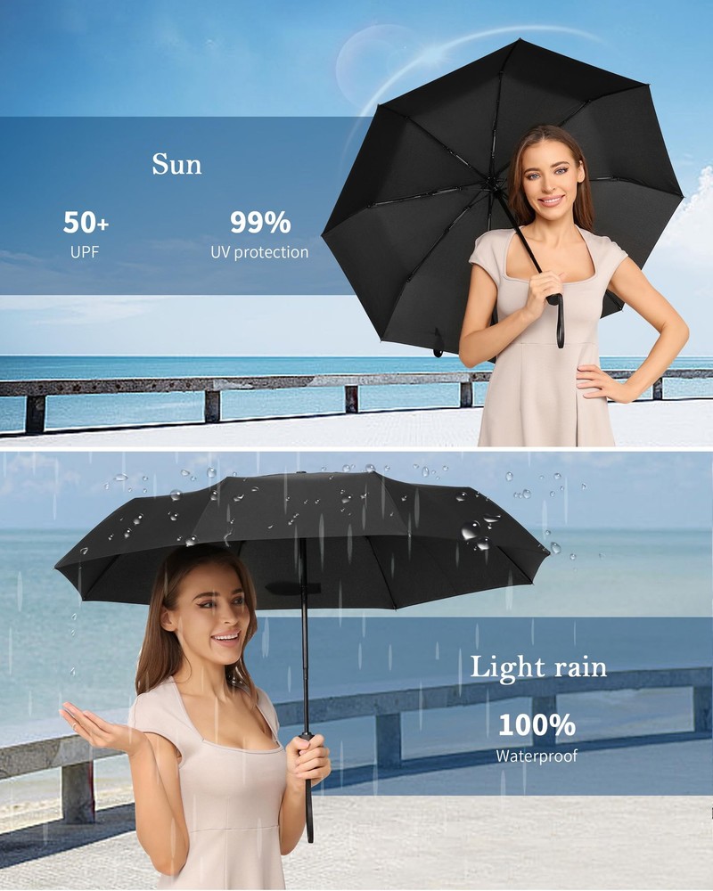 Travel Umbrella Windproof Compact Automatic Wind Resistant Folding Lightweight