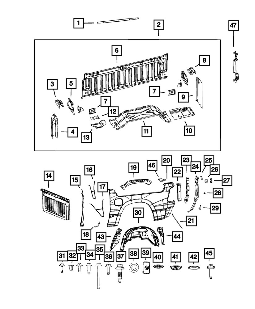 Genuine Mopar Box Side Brace Left 68277147AB
