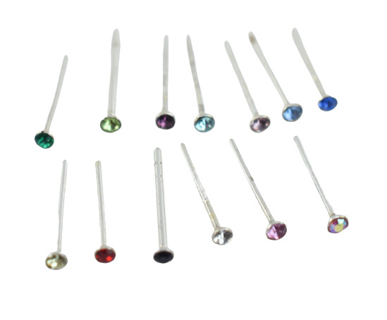 3 Pack 20g Nose Stud 1mm Micro Gem Sterling Silver Straight Bendable Nose Ring
