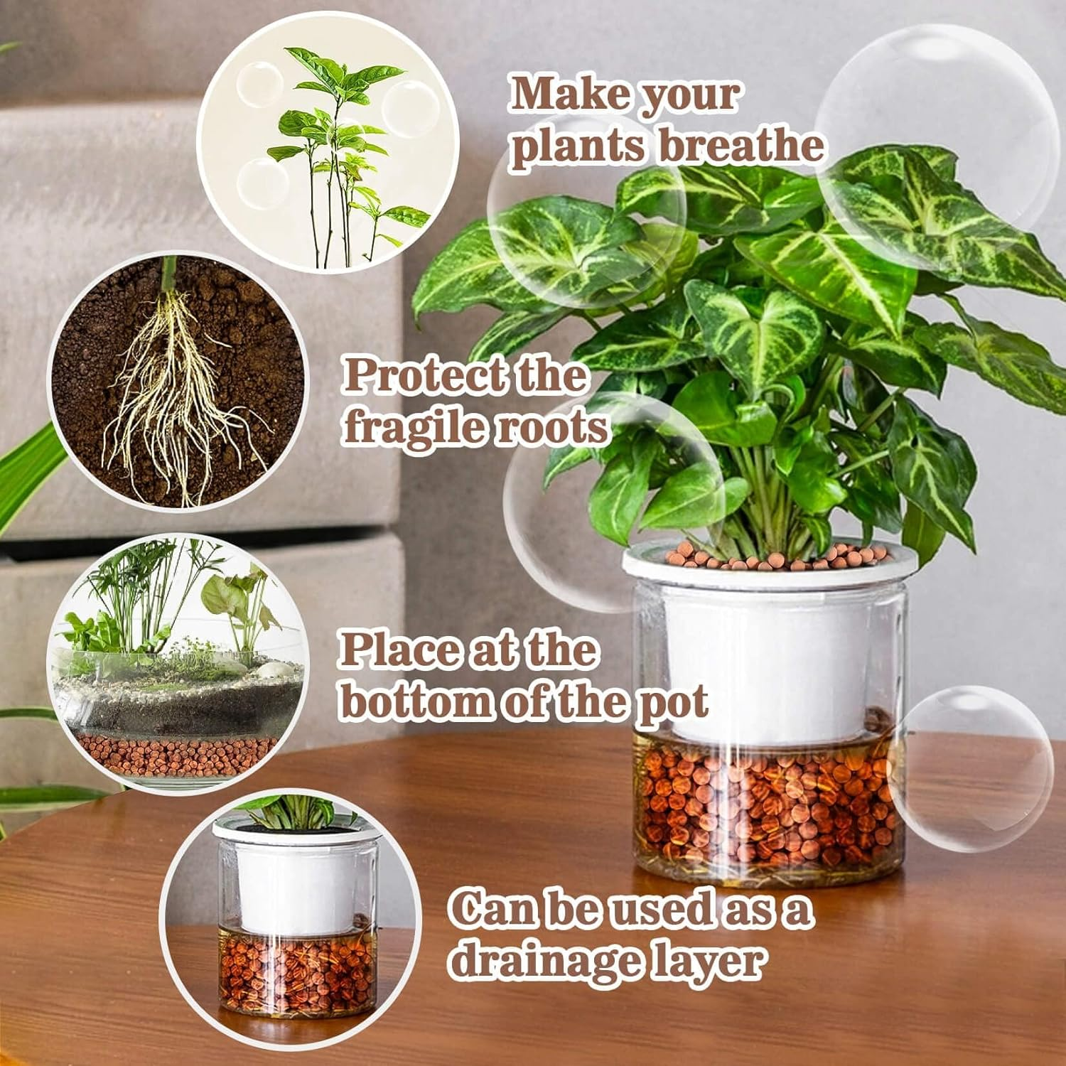 Clay Pebbles for Plants Pebbles Indoor Plants Natural Clay Drainage Decoration