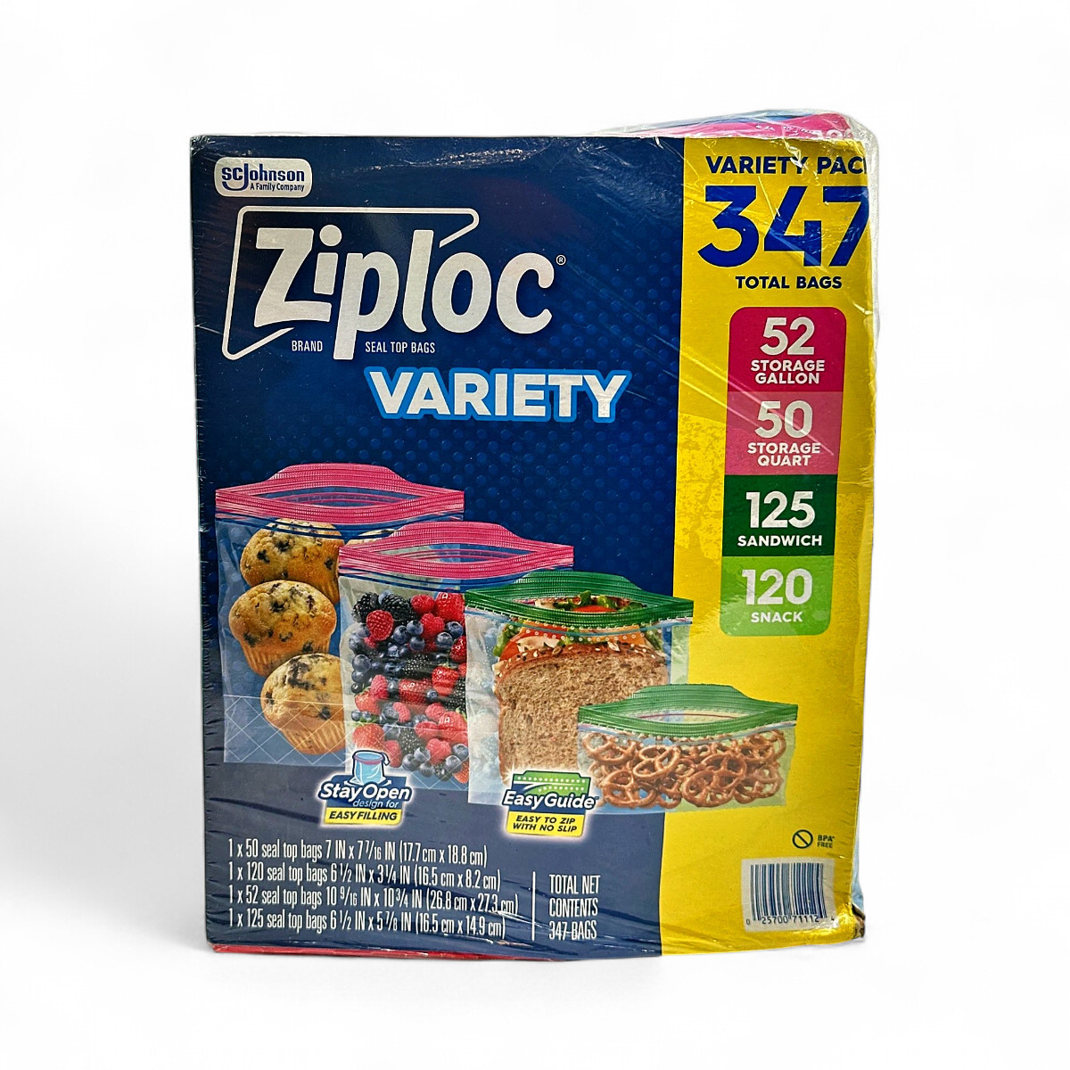 Ziplock Seal Top Bags Variety Pack 347-Count Clear
