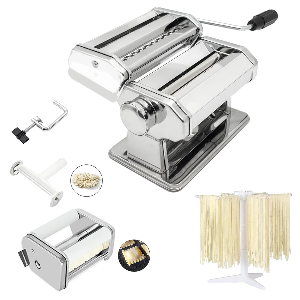 Pasta Maker Machine with 9 Adjustable Thickness Settings, 2 in 1 Noodle Maker...