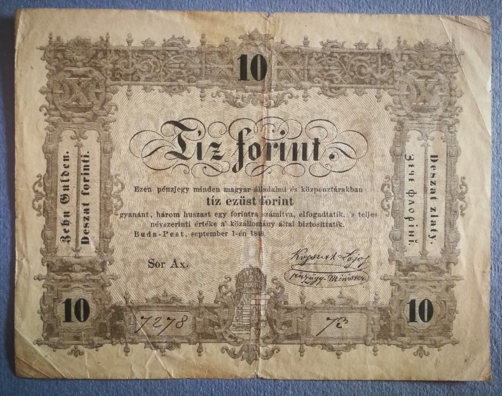 Hungary Kossuth 10 Forint 1848 F-