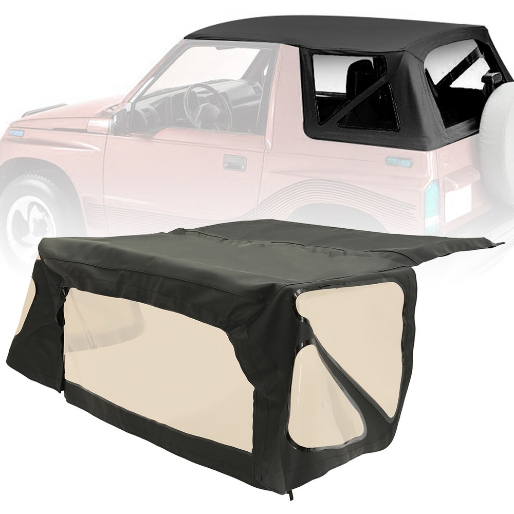 Replacement Soft Top BLACK w/ rear windows 1988-1994 FOR Geo Tracker Sidekick