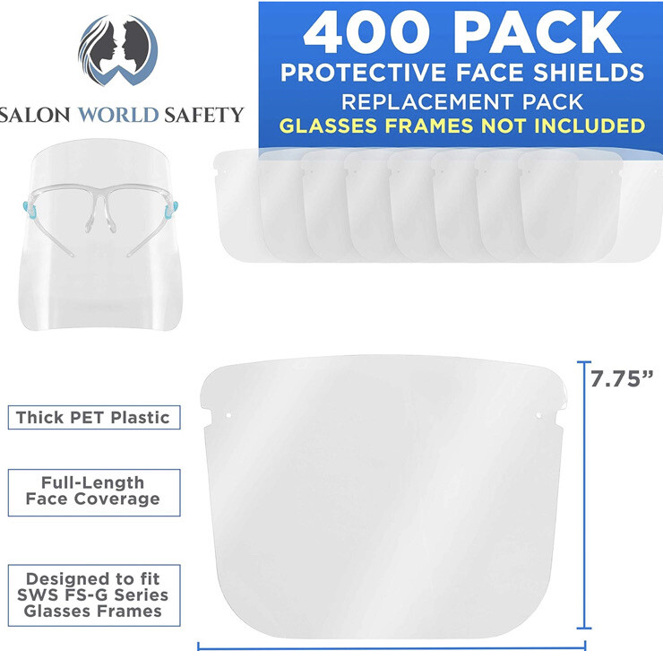 Salon World Safety Face Shield Replacement 10 Pack