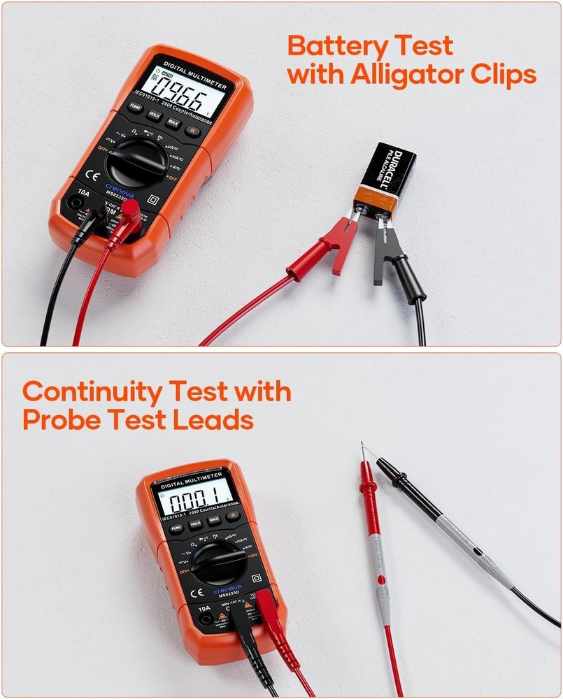 Compact MS8233D Multimeter for Accurate AC/DC Measurements & Non-Contact Testing