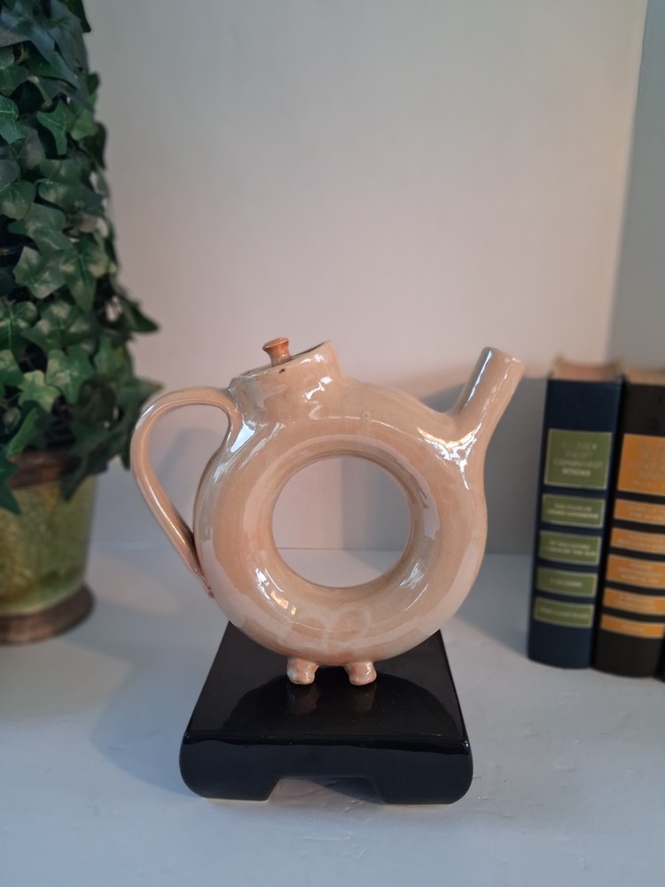 Donut Shaped Teapot w/ Lid; Handmade;
