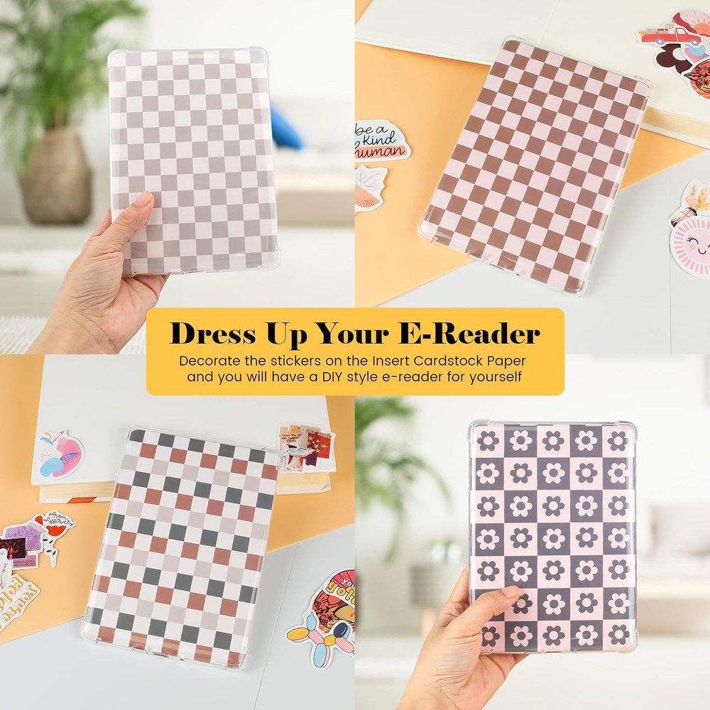 12PCS Cardstock Inserts for E-Reader Clear Case, 6.8" Simple Theme Decor