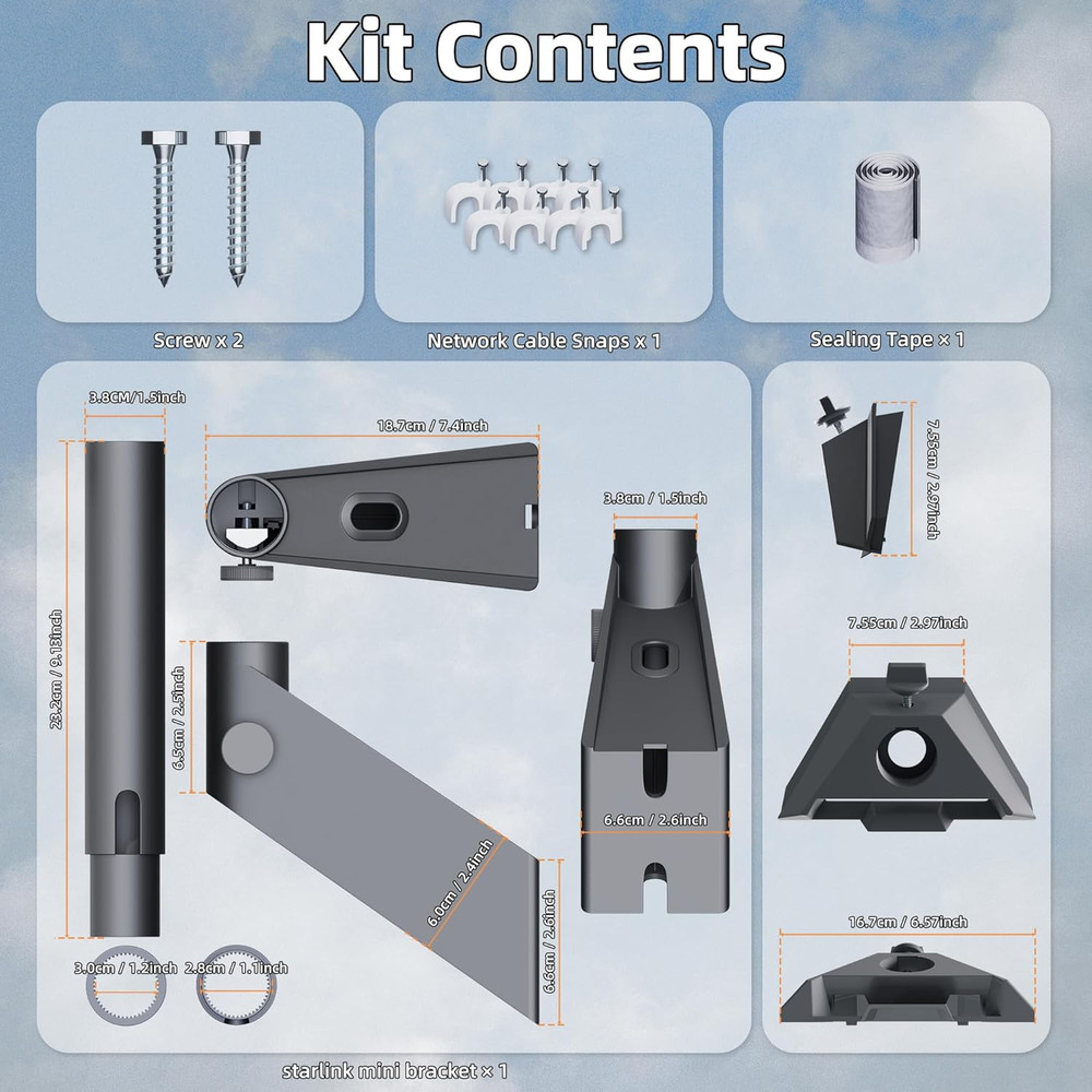 Starlink Mini Wall Mount, 360 Adjustable Starlink Mini Bracket, Gray