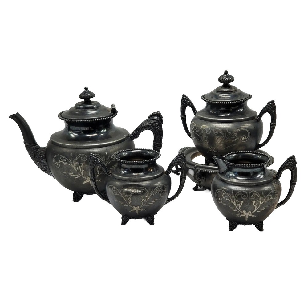 Antique Empire Mfg. Co. Quadruple Plated Teapot TEA SET