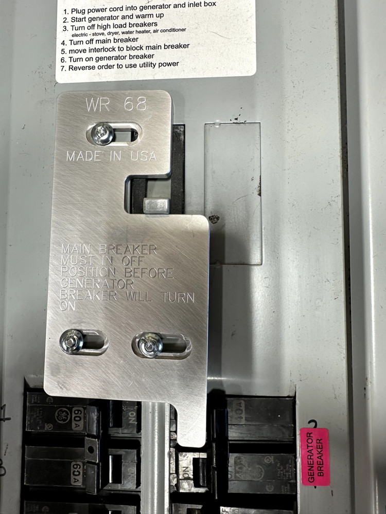 Generator Interlock Kit WR68 Power mark plus load center