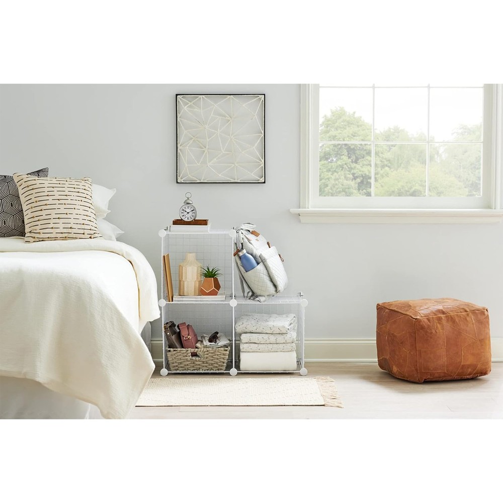 Rubbermaid 3 Piece Storage Stackable Cube Set, Multi-Use Home Organizers, White