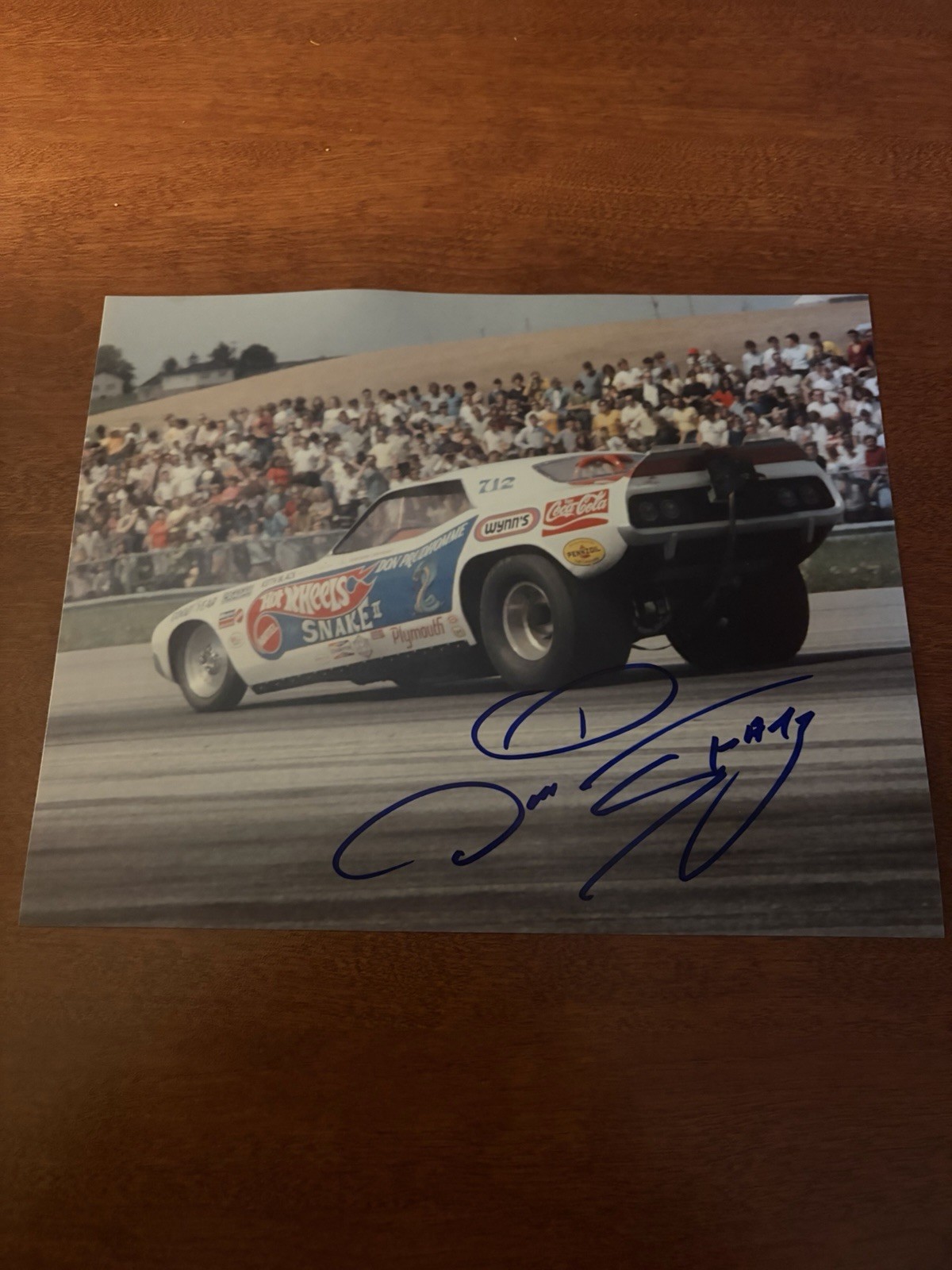 Authentic Autographed 8x10 Don Prudhomme NHRA Photo