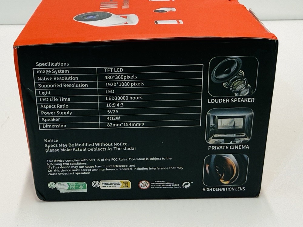 Rotundity Mini LED Projector Bundle Wi-Fi Ready Wired & Wireless High Def Lens