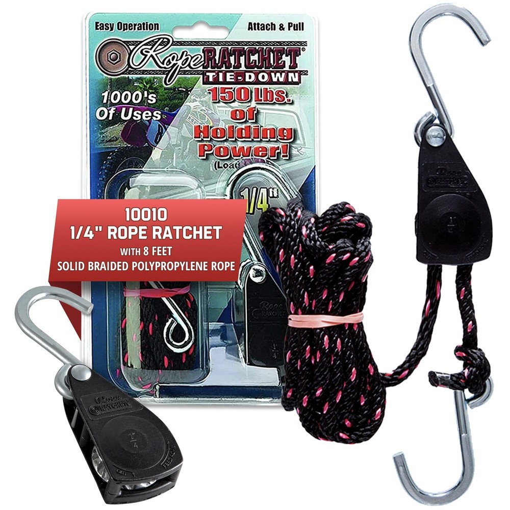 1/4" Adjustable Pulley System – 150 lb Capacity Heavy-Duty 8' Braided Polypro...