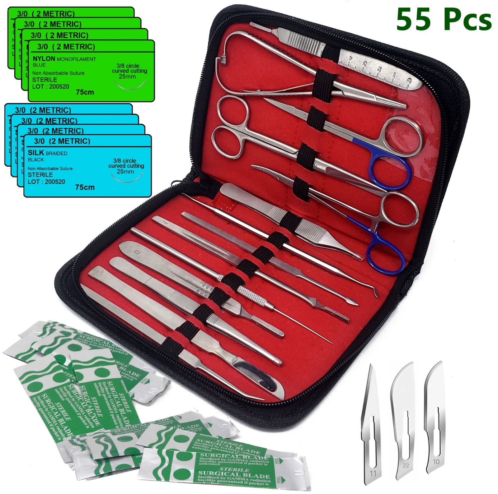 Surgical Suture Practice Kit First Aid Training Medical Trauma Survival Pack-55